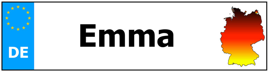 Car sticker sticker with name Emma and map of germany