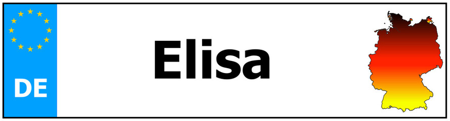 Car sticker sticker with name Elisa and map of germany