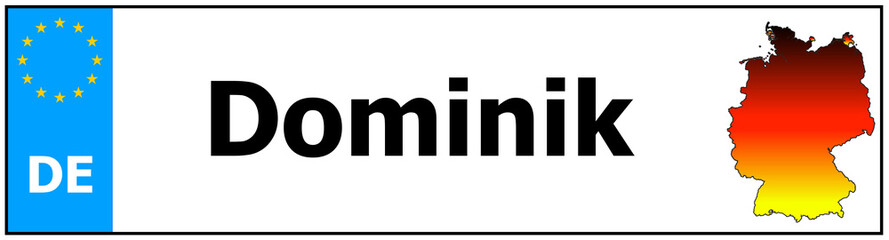 Obraz premium Car sticker sticker with name Dominik and map of germany