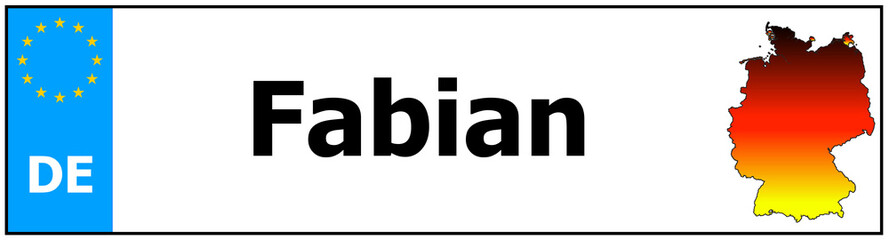 Fototapeta premium Car sticker sticker with name Fabian and map of germany
