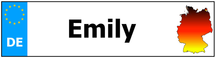 Car sticker sticker with name Emily and map of germany