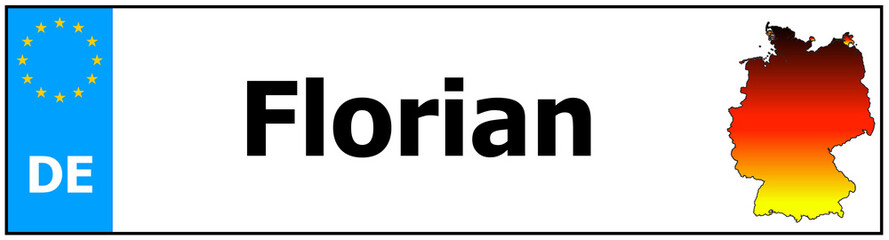 Car sticker sticker with name Florian and map of germany - obrazy, fototapety, plakaty