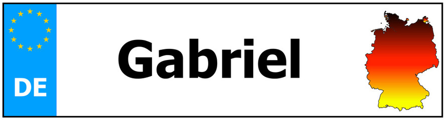 Obraz premium Car sticker sticker with name Gabriel and map of germany