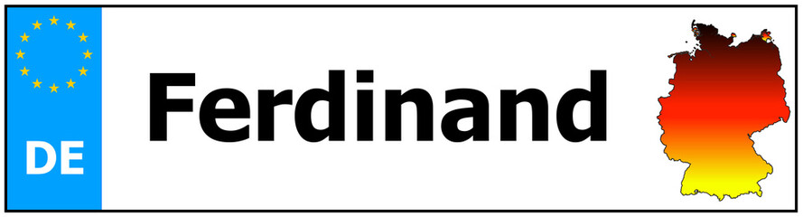 Car sticker sticker with name Ferdinand and map of germany