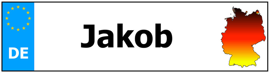 Car sticker sticker with name Jakob and map of germany