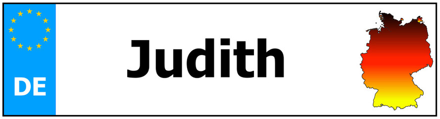 Car sticker sticker with name Judith  and map of germany