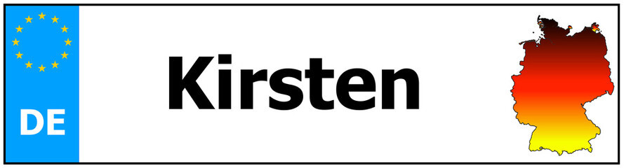 Obraz premium Car sticker sticker with name Kirsten and map of germany