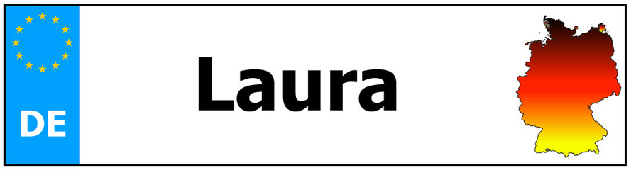 Car sticker sticker with name Laura and map of germany