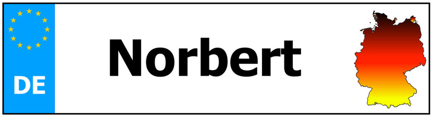 Car sticker sticker with name Norbert and map of germany