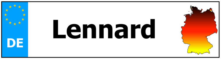 Car sticker sticker with name Lennard  and map of germany