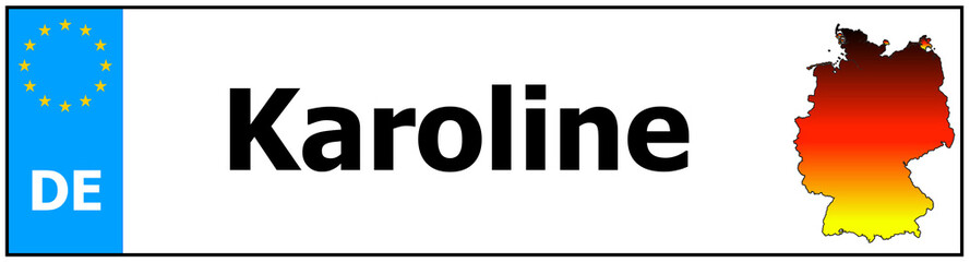 Obraz premium Car sticker sticker with name Karoline and map of germany