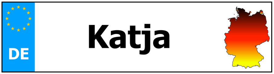 Car sticker sticker with name Katja and map of germany