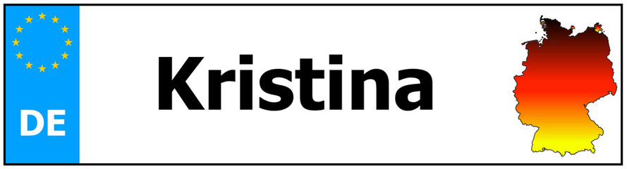 Car sticker sticker with name Kristina and map of germany