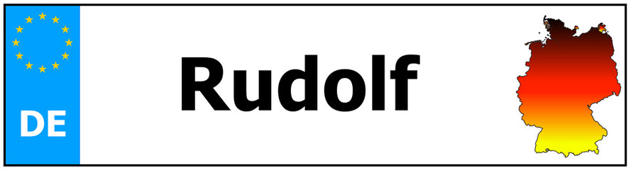 Obraz premium Car sticker sticker with name Rudolf and map of germany