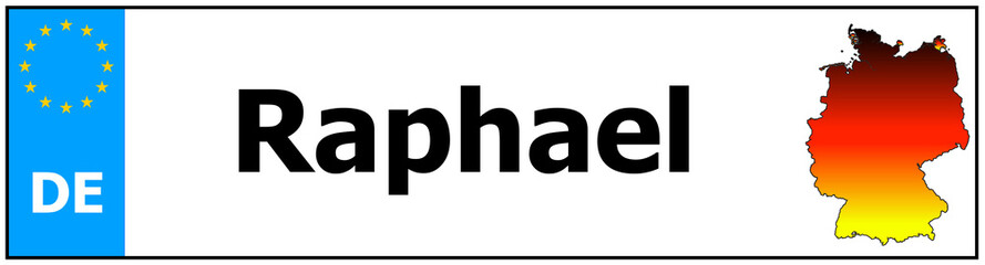 Car sticker sticker with name Raphael  and map of germany