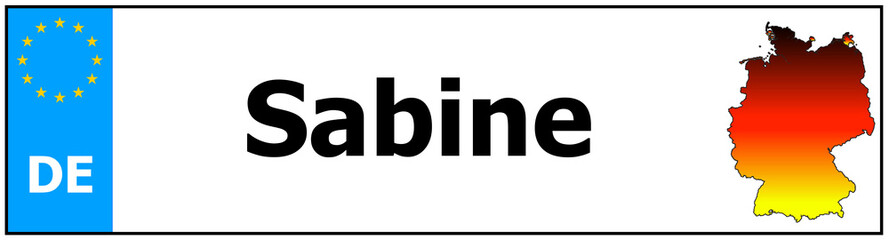 Car sticker sticker with name Sabine and map of germany