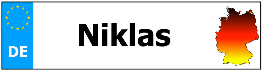 Car sticker sticker with name Niklas and map of germany