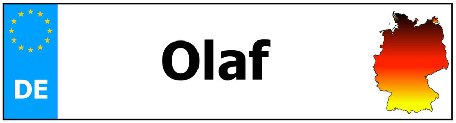 Car sticker sticker with name Olaf  and map of germany