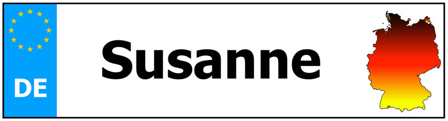 Car sticker sticker with name Susanne and map of germany