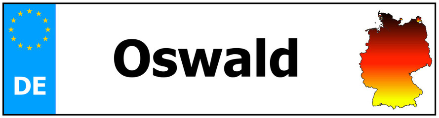 Obraz premium Car sticker sticker with name Oswald and map of germany