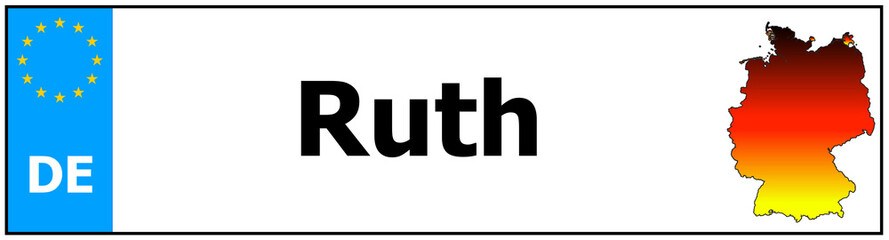 Car sticker sticker with name Ruth and map of germany