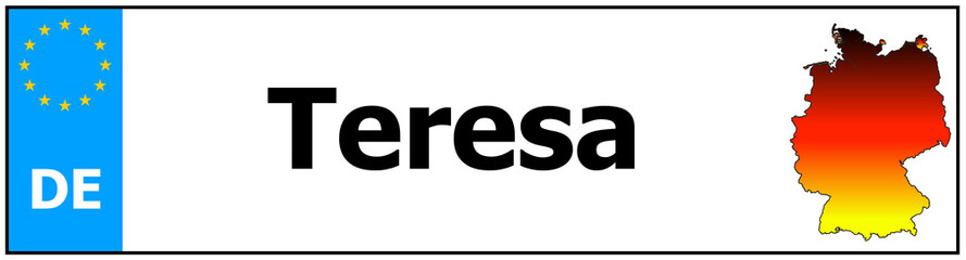 Car sticker sticker with name Teresa and map of germany