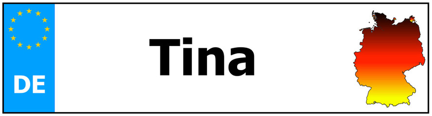 Car sticker sticker with name Tina and map of germany