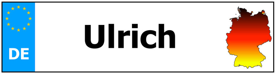 Car sticker sticker with name Ulrich and map of germany