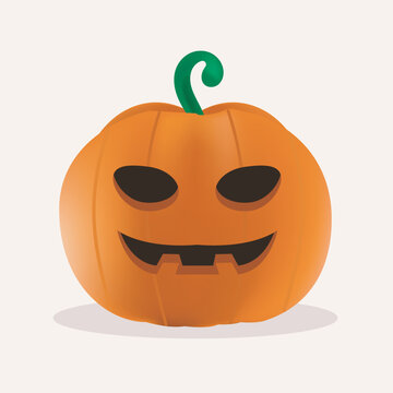 Realistic Pumpkin on white background. The main symbol of the Happy Halloween holiday. Orange pumpkin design for the holiday Halloween. Vector illustration.
