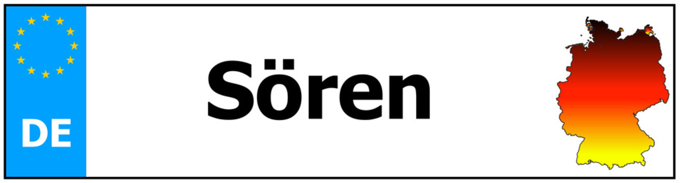 Car sticker sticker with name S&ouml;ren  and map of germany