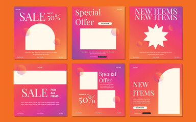 Set of Editable minimal square banner template. Suitable for social media post and web internet ads. Vector illustration with photo college
