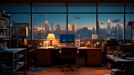 office with city skyline