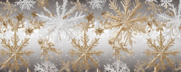 white winter gold shine snowflake snow decoration christmas abstract background holiday. Generative AI.