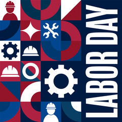 Happy Labor Day. Holiday concept. Template for background, banner, card, poster with text inscription. Vector EPS10 illustration.