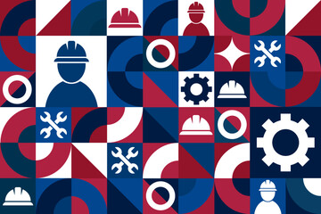 Happy Labor Day. Seamless geometric pattern. Template for background, banner, card, poster. Vector EPS10 illustration.