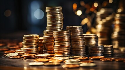 Des pi&egrave;ces de monnaie empil&eacute;s , ia