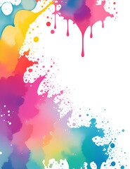 Watercolor effect stains. Grunge splatter. Rainbow colors grunge splash. Color explosion. Paint stains. Ink spots. Colorful splatter. Watercolor drops. Grunge colorful paint overlay..