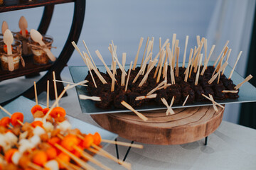 Photo of a wedding snack table. Concept of celebrations and people.