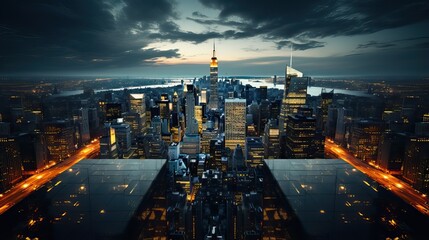 Obraz premium vue de building dans la nuit