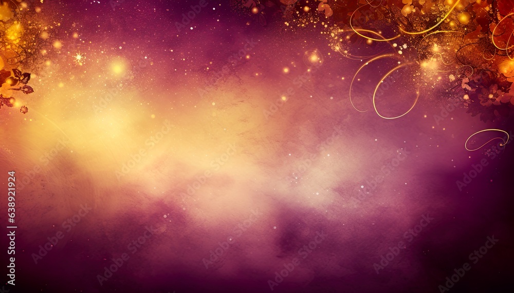 Wall mural fantasy orange and violet, purple nebula glowing and morphing into space. vintage elements and fine 