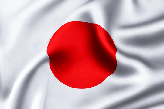 Japan flag of silk with customizable space for text. 3D Render