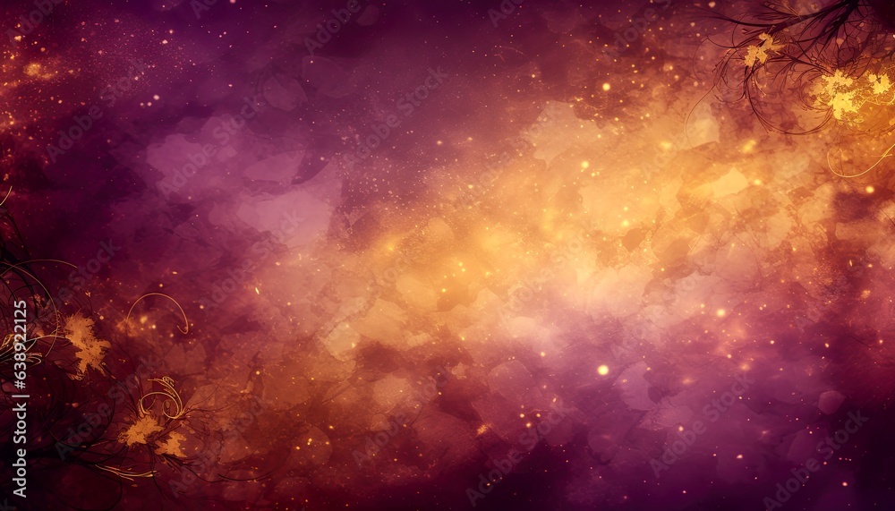Wall mural fantasy orange and violet, purple nebula glowing and morphing into space. vintage elements and fine 