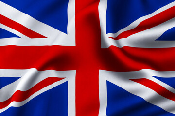 United Kingdom flag of silk with customizable space for text. 3D Render