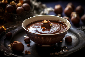Chocolate Pudding with Chestnuts, rich chocolate dessert with comforting chestnuts