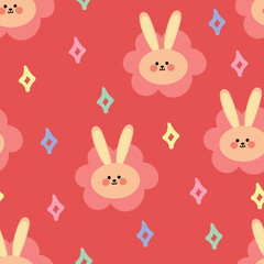 ute bunny pattern, cartoon seamless background, vector illustration, wallpaper, textile, bag, garment, fashion design