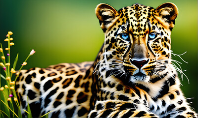 Obraz premium Elegant and Majestic Tiger in Embroidery Art.(Generative AI)