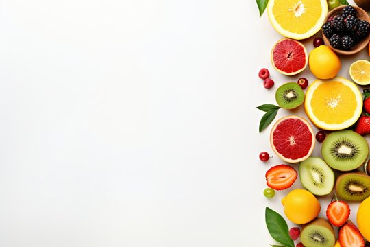 Plain white background with fruit border