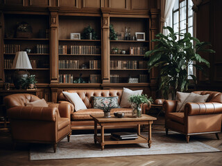 Classic living room showcasing timeless furniture. AI Generative.