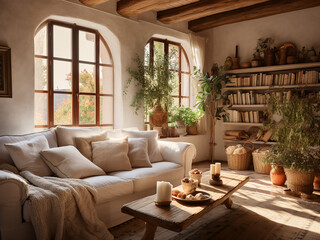 Fototapeta premium Timeless Provence living room featuring quaint decor. AI Generative.