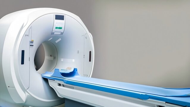 advanced mri or ct scan medical diagnosis machine at hospital lab as wide banner with copy
